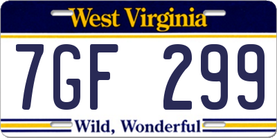 WV license plate 7GF299