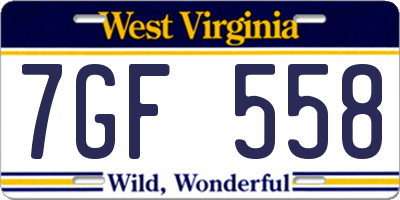 WV license plate 7GF558