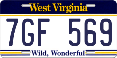 WV license plate 7GF569