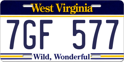 WV license plate 7GF577