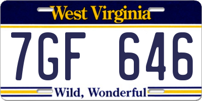 WV license plate 7GF646