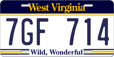 WV license plate 7GF714