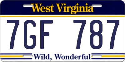 WV license plate 7GF787