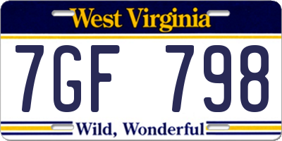 WV license plate 7GF798