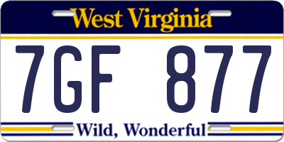 WV license plate 7GF877
