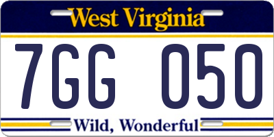WV license plate 7GG050