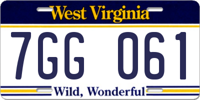 WV license plate 7GG061