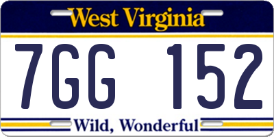 WV license plate 7GG152