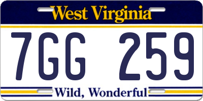 WV license plate 7GG259