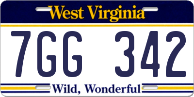 WV license plate 7GG342