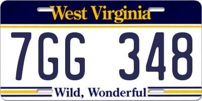 WV license plate 7GG348