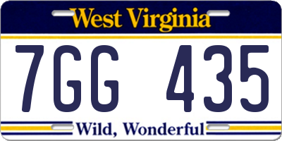 WV license plate 7GG435