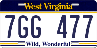 WV license plate 7GG477
