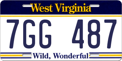 WV license plate 7GG487