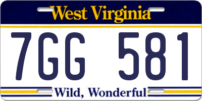 WV license plate 7GG581