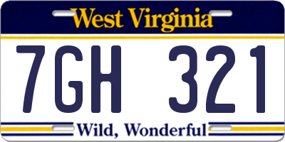 WV license plate 7GH321