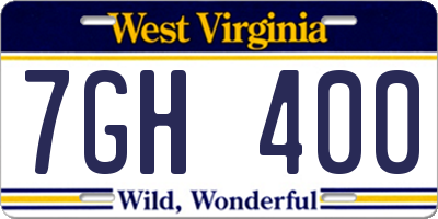 WV license plate 7GH400