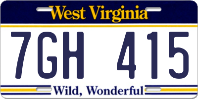 WV license plate 7GH415