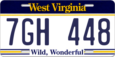 WV license plate 7GH448