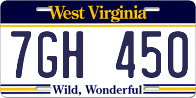 WV license plate 7GH450