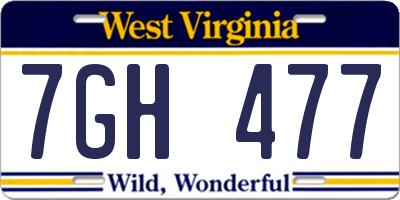 WV license plate 7GH477