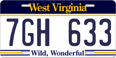 WV license plate 7GH633