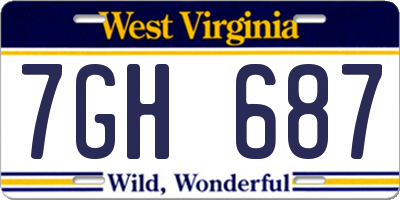 WV license plate 7GH687