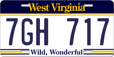 WV license plate 7GH717