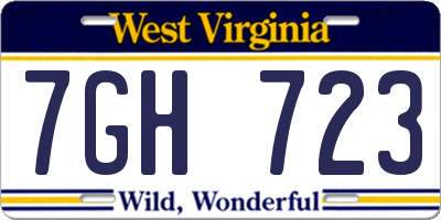 WV license plate 7GH723