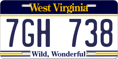 WV license plate 7GH738