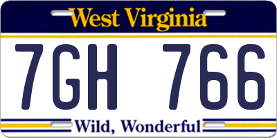 WV license plate 7GH766