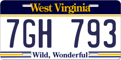 WV license plate 7GH793