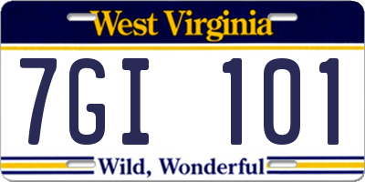 WV license plate 7GI101