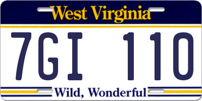 WV license plate 7GI110