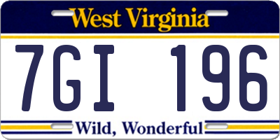 WV license plate 7GI196