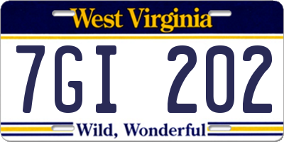 WV license plate 7GI202