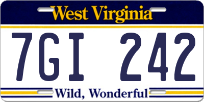 WV license plate 7GI242