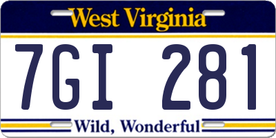 WV license plate 7GI281