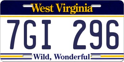 WV license plate 7GI296