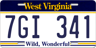 WV license plate 7GI341
