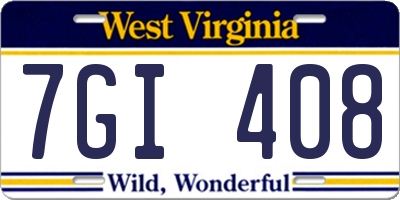 WV license plate 7GI408