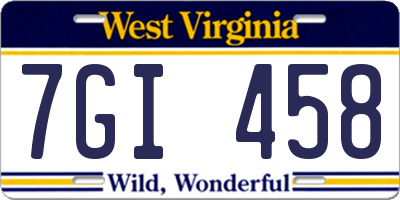 WV license plate 7GI458