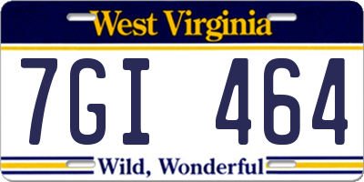 WV license plate 7GI464