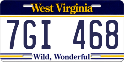 WV license plate 7GI468
