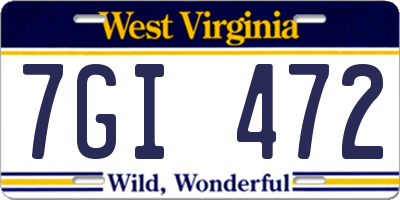 WV license plate 7GI472