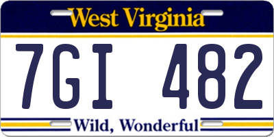 WV license plate 7GI482