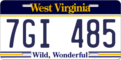 WV license plate 7GI485