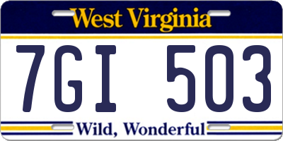 WV license plate 7GI503