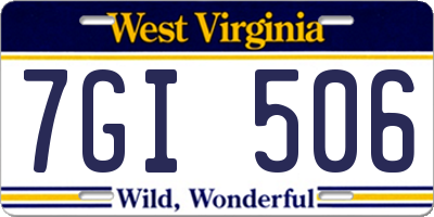 WV license plate 7GI506