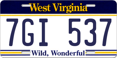 WV license plate 7GI537